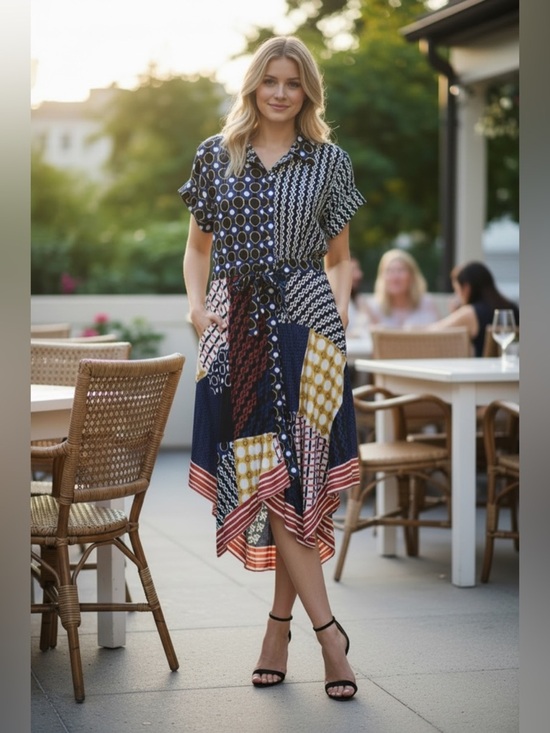 Maeve Dresses & Skirts - Maeve by Anthropologie Navy and Yellow Patterned Dress size S/m